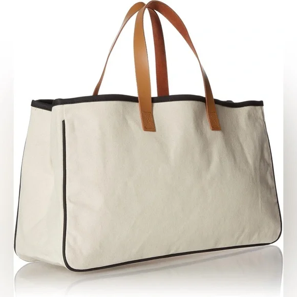 Santa Barbara Design Lake Life Canvas Tote Leather Handles Large Beach Bag New - Picture 2 of 9